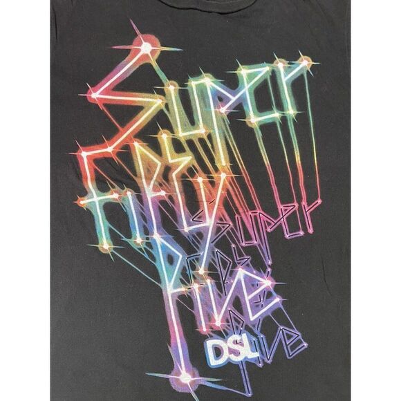 55DSL Diesel Neon Graphic T-shirt Women Medium Black Short Sleeve - Picture 2 of 6